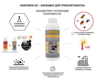 Скорпион SC 1 литр для обработки курятников от гамазового клеща